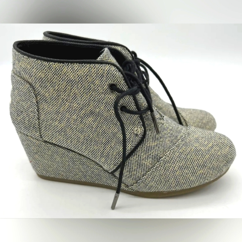 Toms Linen Desert Wedge Ankle Booties